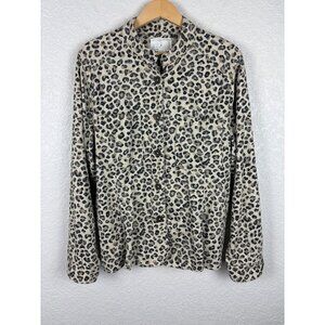 Caslon Womens Leopard Jacket Size 2X Tan Black Pockets Fall‎ Winter Trending
